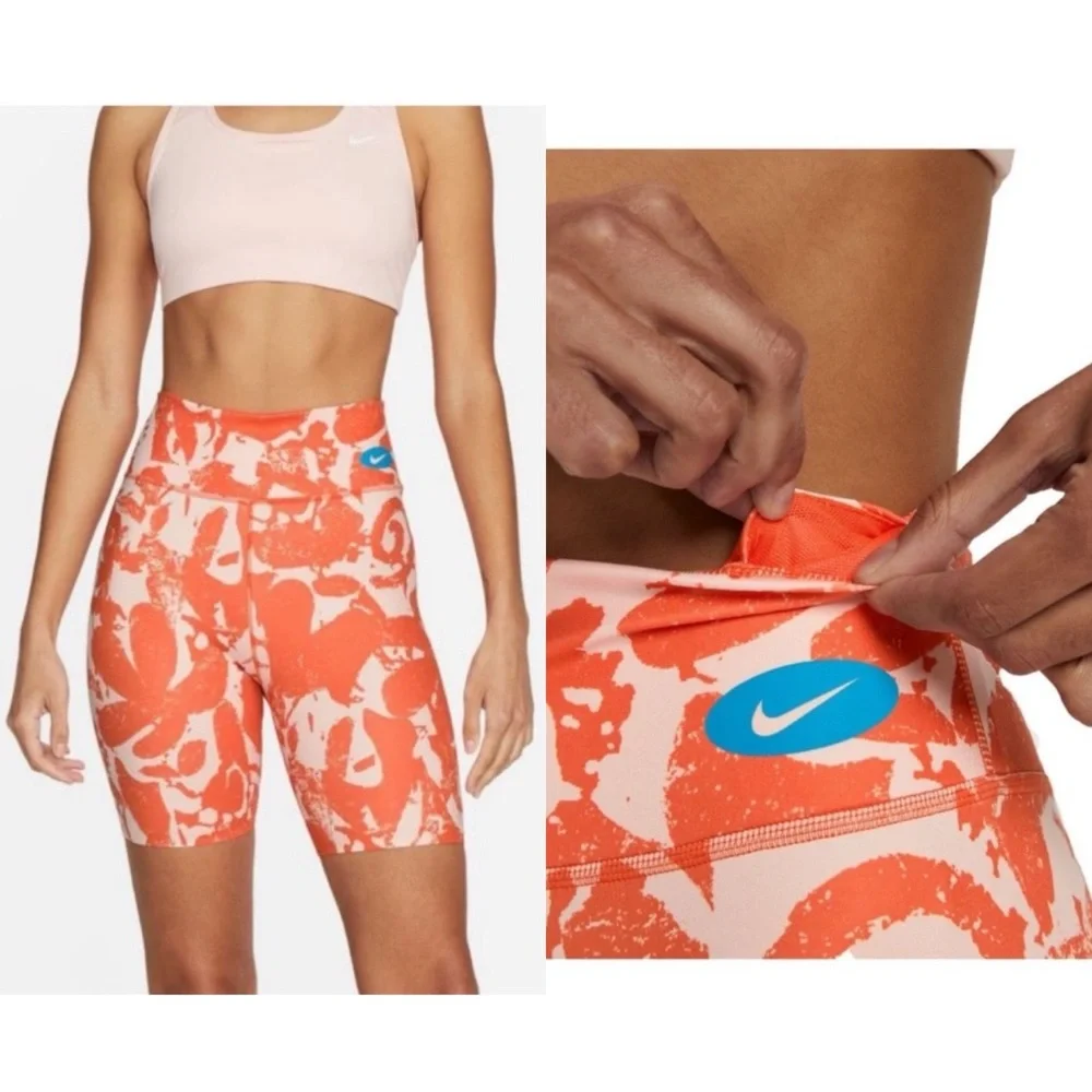 ☀️3/$20 Nike Women's Orange Bike Shorts - Picture 1 of 11